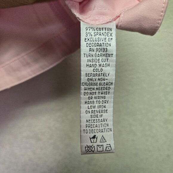 Quacker Factory Pink Rhinestone Embellished Sleeveless Button Up Shirt Large Art - Picture 7 of 12